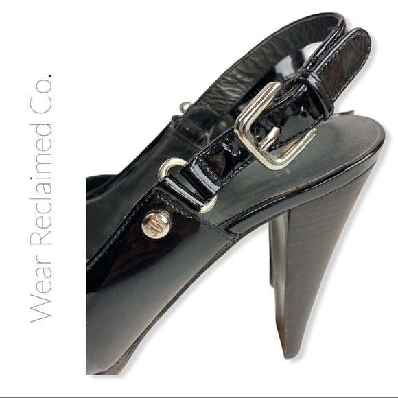 STUART WEITZMAN Black Patent Slingback Heels - Picture 4 of 10